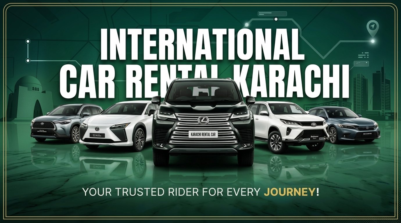 Executive vehicle fleet for international car rental in Karachi with chauffeur service.