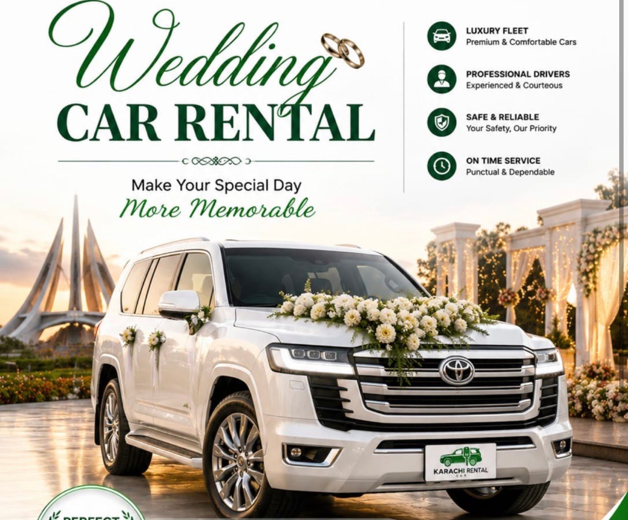 luxury wedding car rental Karachi
