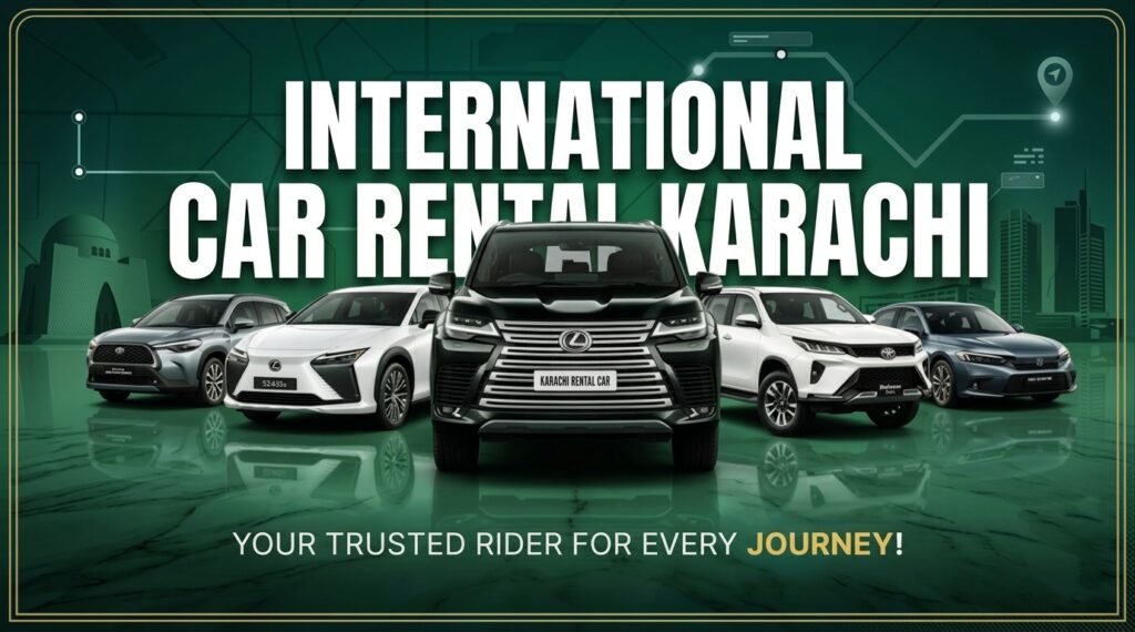 Executive vehicle fleet for international car rental in Karachi with chauffeur service.